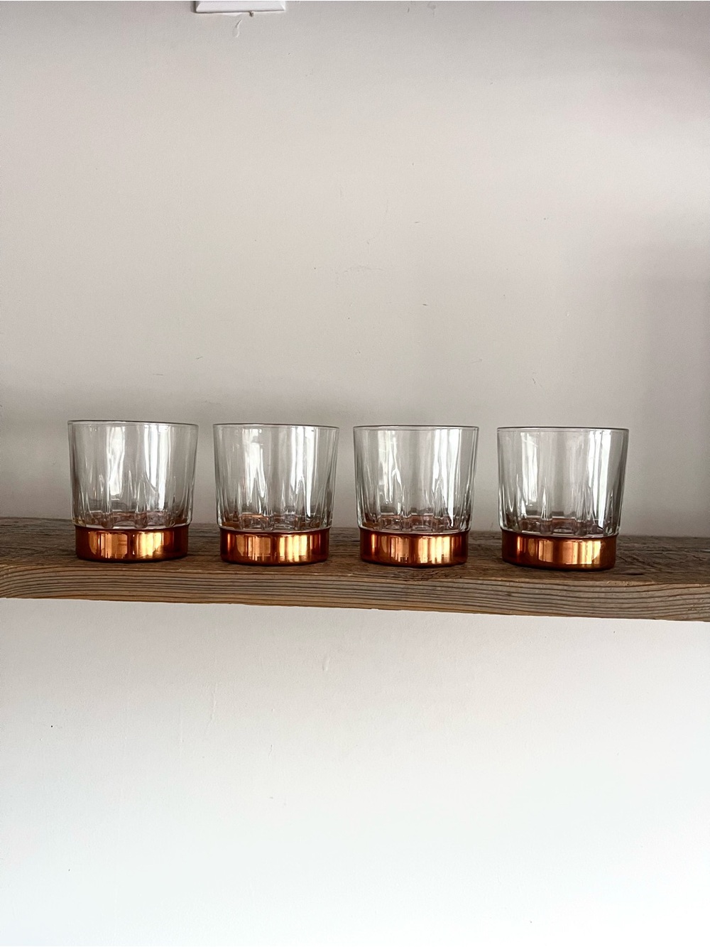 Arcoroc Copper Base Clear Whiskey Glasses - Set of 4